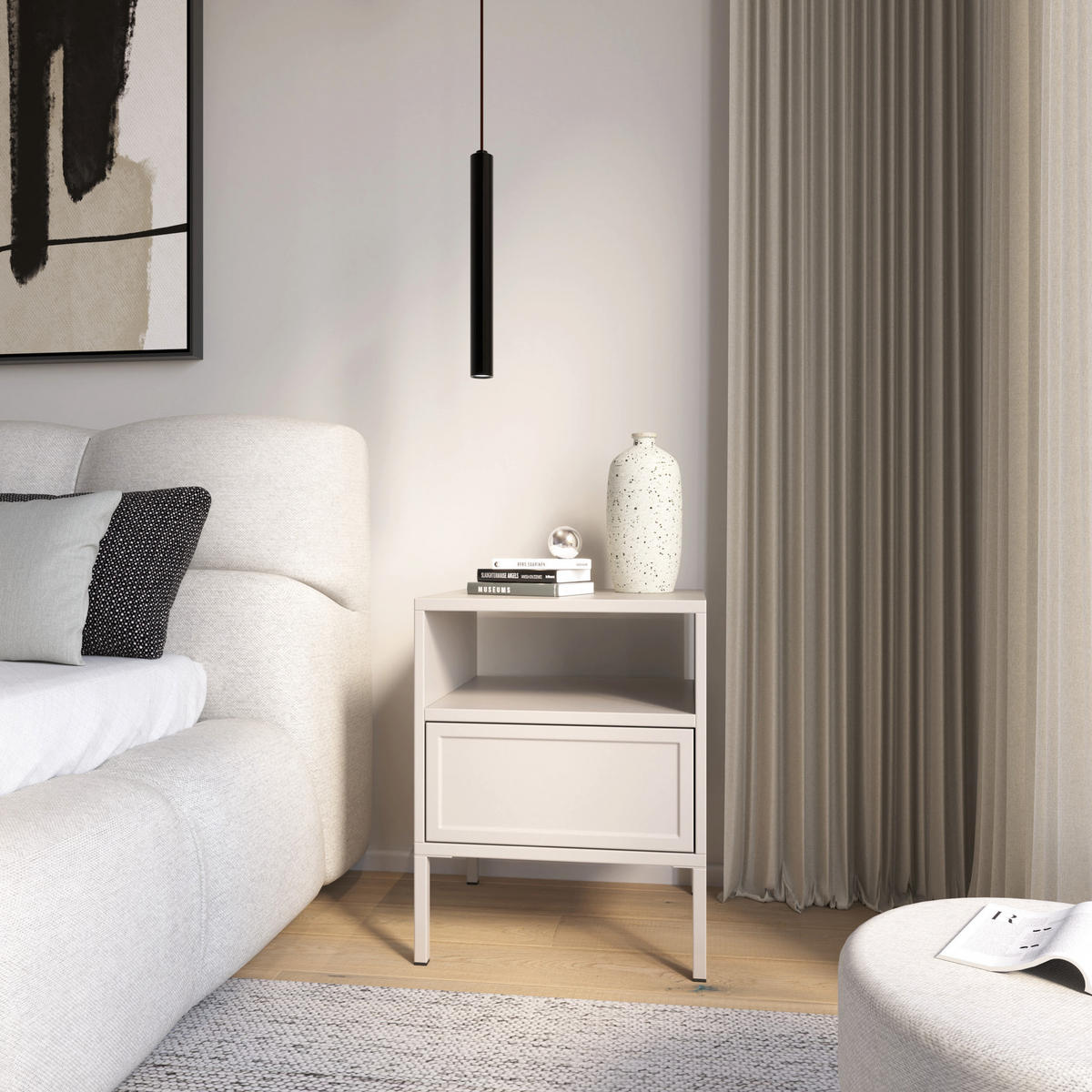NACHTTISCH VELVETO cachemire 50 cm - Kaschmir, Holzwerkstoff/Metall (45/54/40cm) - Selsey