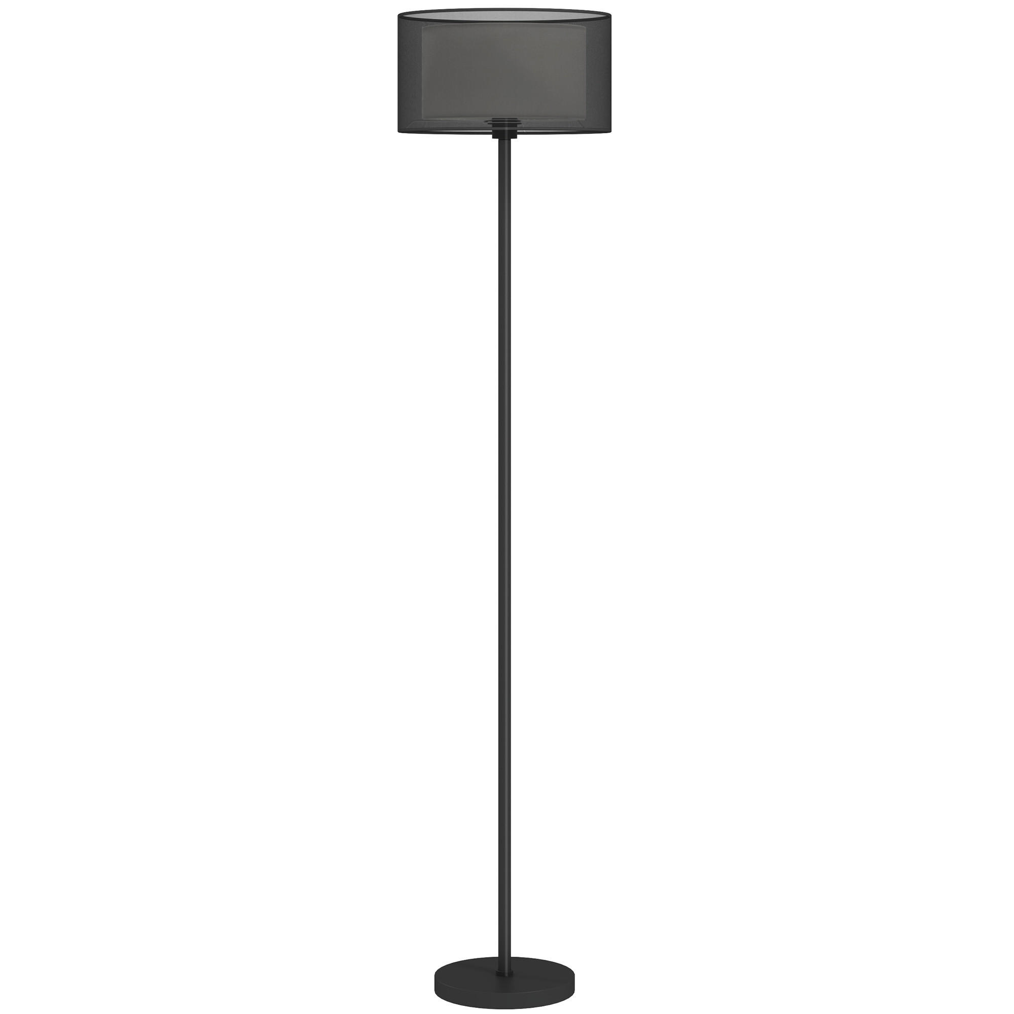 STEHLAMPE, Stehleuchte mit E27 Fassung, Lampenschirm aus Stoff, Schwarz - Schwarz, Metall (33/33/152.5cm) - HOMCOM