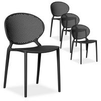 GARTENSTUHL 4er-Set Kunststoff Schwarz - Schwarz, Kunststoff (41/77/48cm) - Homestyle4u