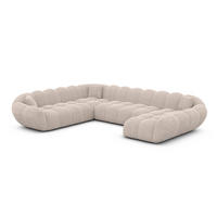 WOHNLANDSCHAFT Liva Beige Strukturstoff U-Form XXL Rechts - Beige, Textil (258/70/323cm) - VAROYAL