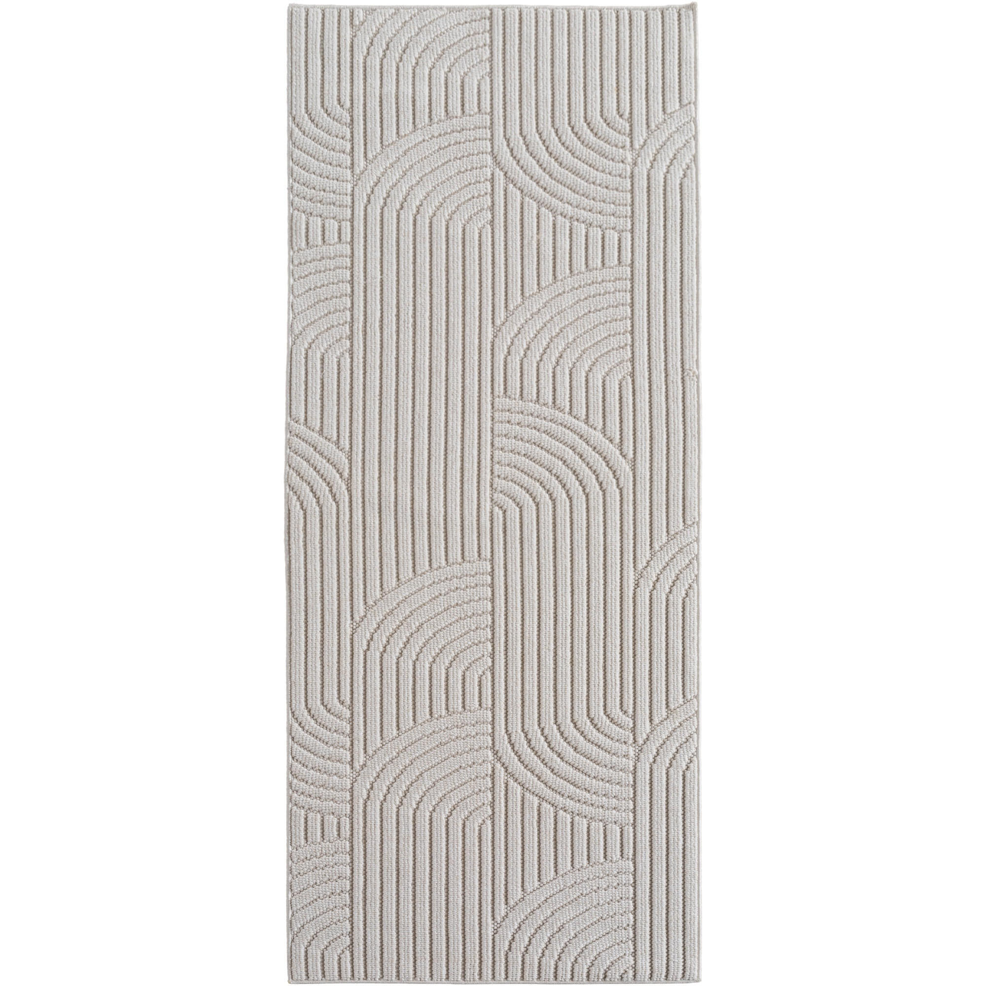 TEPPICH Flachgewebe LANGAU in Creme, mit geometrischen Bögen, 80 x 250 cm - Beige, Textil (80/250cm) - KADIMA DESIGN