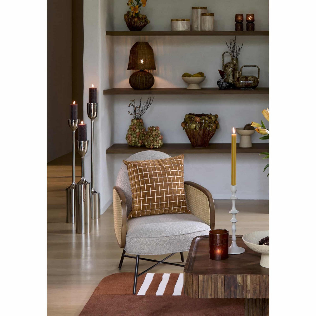 KERZENLEUCHTER Velez Silber 13/13/77 cm - Silberfarben, Metall (13/77/13cm) - Light & Living