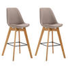 BARHOCKER 2er Set Stoff taupe - Taupe/Eukalyptusholzfarben, Holz/Textil (48/112/56cm) - CLP