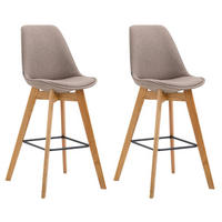 BARHOCKER 2er Set Stoff taupe - Taupe/Eukalyptusholzfarben, Holz/Textil (48/112/56cm) - CLP