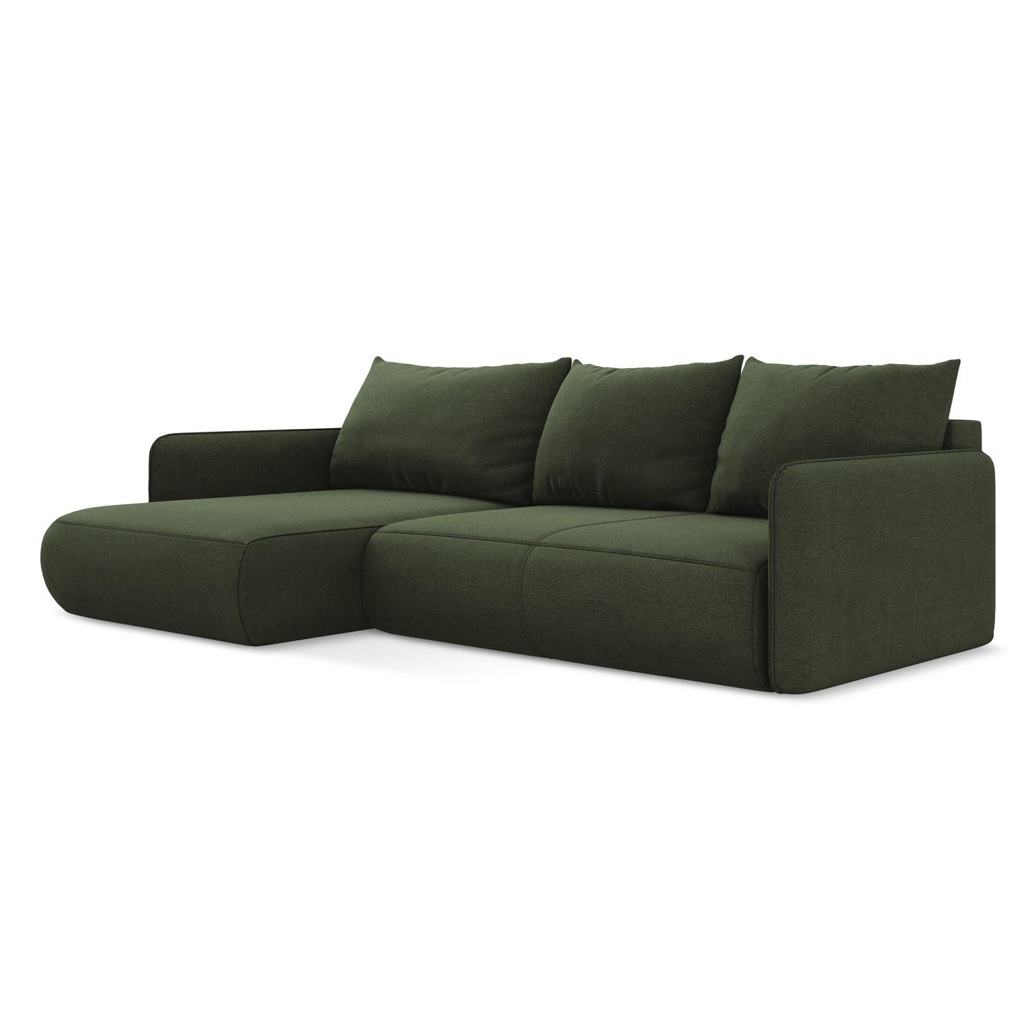 ECKSOFA mit Schlaffunktion Strukturstoff Stoff Grün - Schwarz/Olivgrün, Kunststoff/Textil (148/240cm) - LaMiaSofa