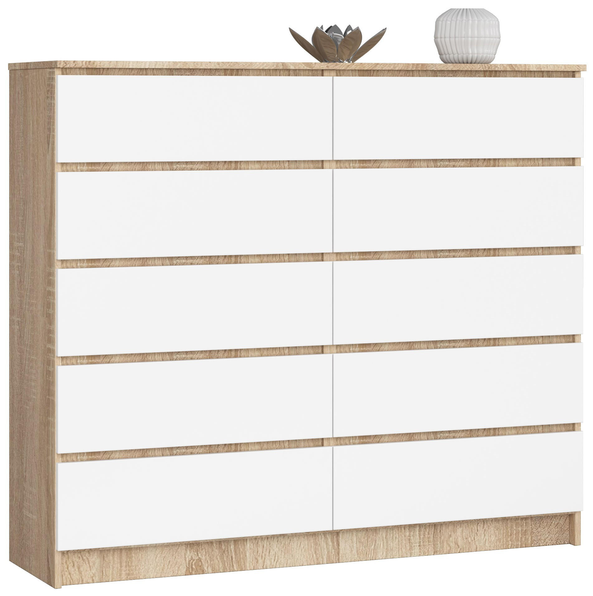 KOMMODE Sonoma Eiche, Weiß 138x40x121 cm - Weiß/Sonoma Eiche, Holzwerkstoff (138/121/40cm) - Akord