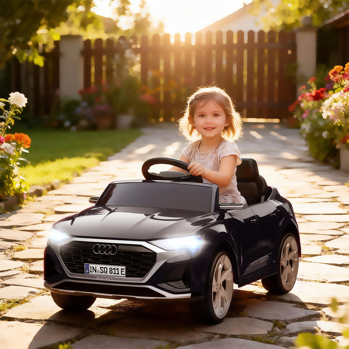 ELEKTRO-KINDERAUTO DE-06196 Audi Q8 lizenziert mit Fernsteuerung Schwarz - Schwarz, Kunststoff/Metall (98/49.5/43cm) - ComfortXL