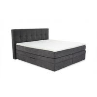 BOXSPRINGBETT 180x200 cm, 7-Zonen-Tonnentaschen-Federkernmatratzen H3, Topper, Bonell-Federkern, 2 Bettkästen, Cord Grau Anthrazit / 20038 - Anthrazit/Schwarz, Kunststoff/Textil (180/200cm) - luma-home
