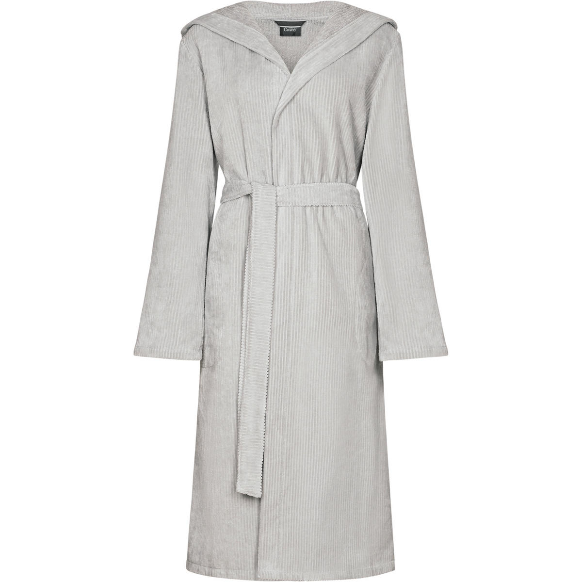 BADEMANTEL DAMEN KAPUZE CORD-OPTIK 6140 SILBER - 713 - Grau, Textil (Snull) - Cawoe