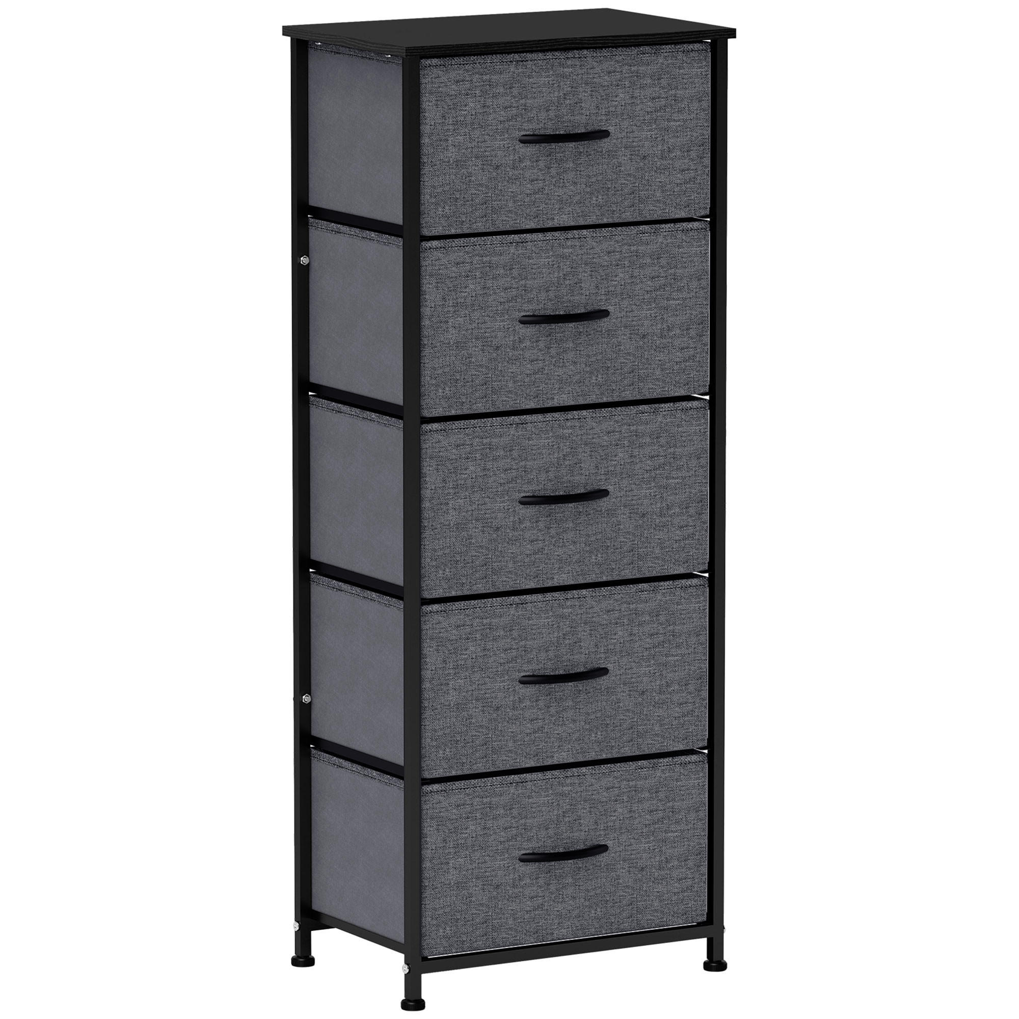KOMMODE DE-12498 5 Schubladen 45/30/116 cm Dunkelgrau - Dunkelgrau, Metall (45/116/30cm) - ComfortXL