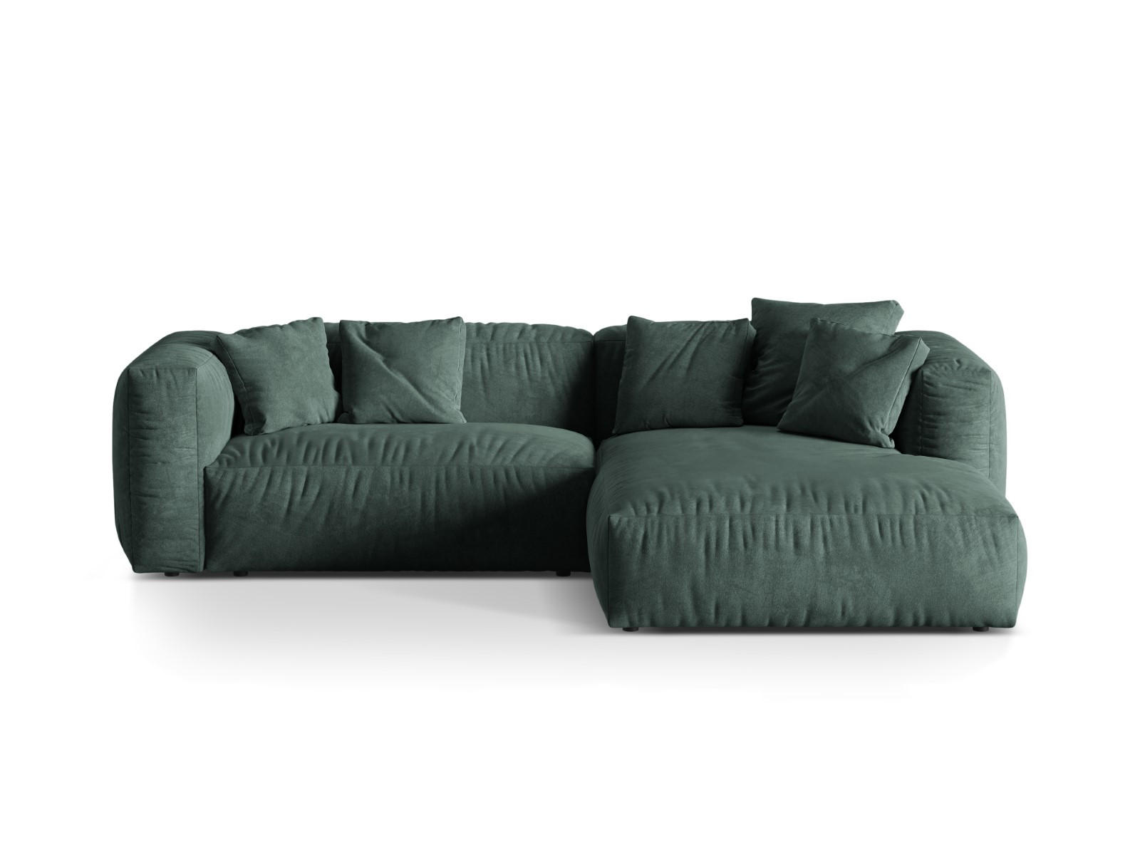 ECKSOFA modular rechts Martina aus Samt petrol 2 Sitzplätze - Salbeigrün, Textil (176/283cm) - Micadoni