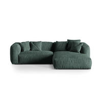 ECKSOFA modular rechts Martina aus Samt petrol 2 Sitzplätze - Salbeigrün, Textil (176/283cm) - Micadoni