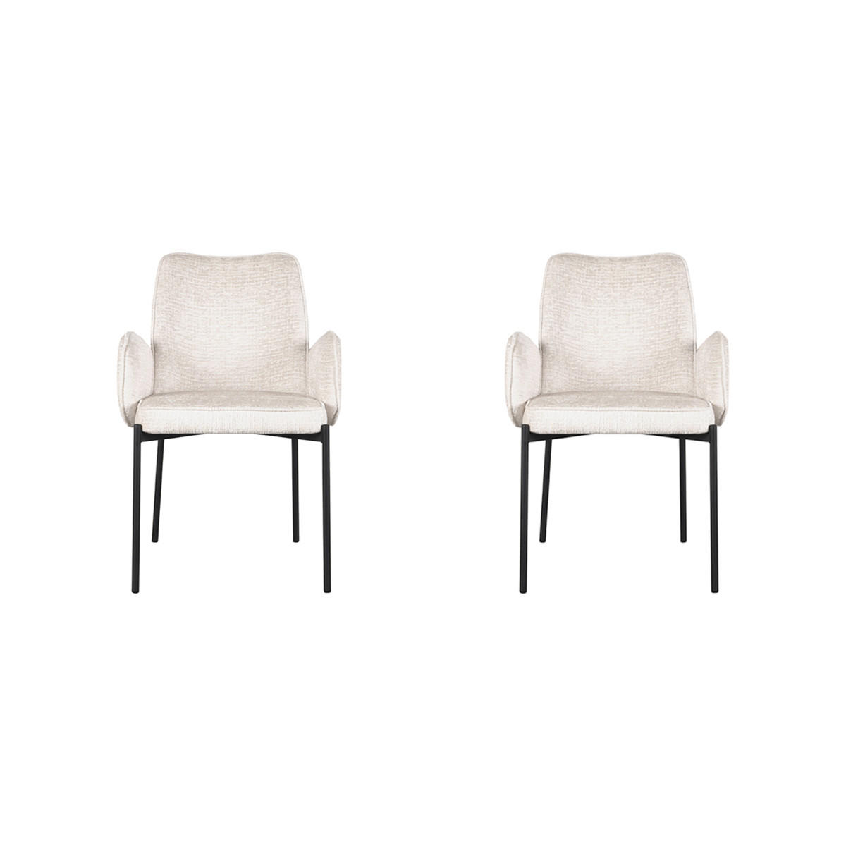 ESSZIMMERSTUHL Joni Beige 60/55/86 cm 2er-Set - Creme, Textil (55/86/60cm) - LABEL51