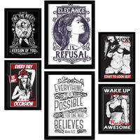 POSTER Set Mit 6 Frau In Rustikale Zitate A3 & A4 Rahmen Aus Hellem Holz - Beige, Papier (29/3cm) - Nacnic