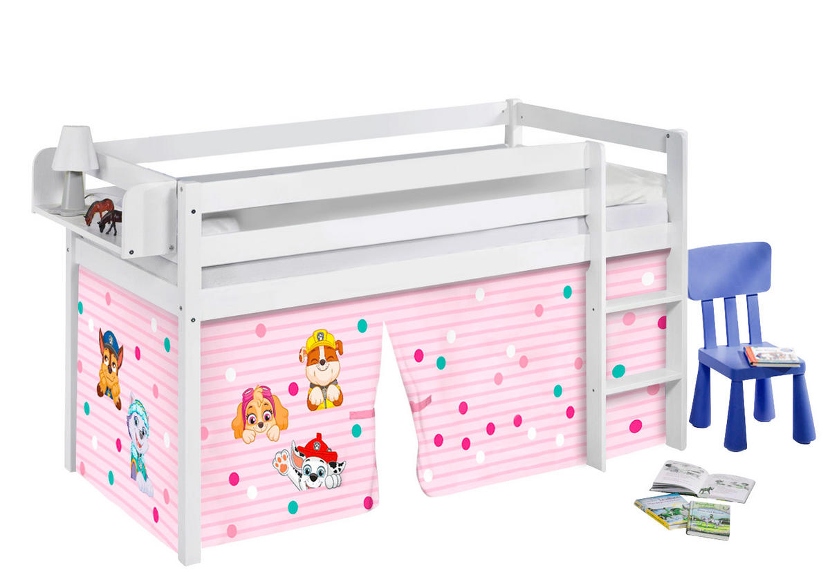 HOCHBETT Jelle Paw Patrol mit Vorhang - Weiß, Holz - Lilokids