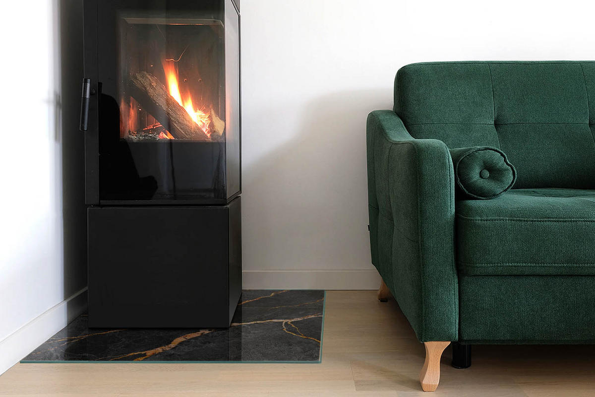 GLASPLATTE für Kamin 60x60 cm Schwarz - Schwarz, Glas (60/60/0.4cm) - ArtPrintCave