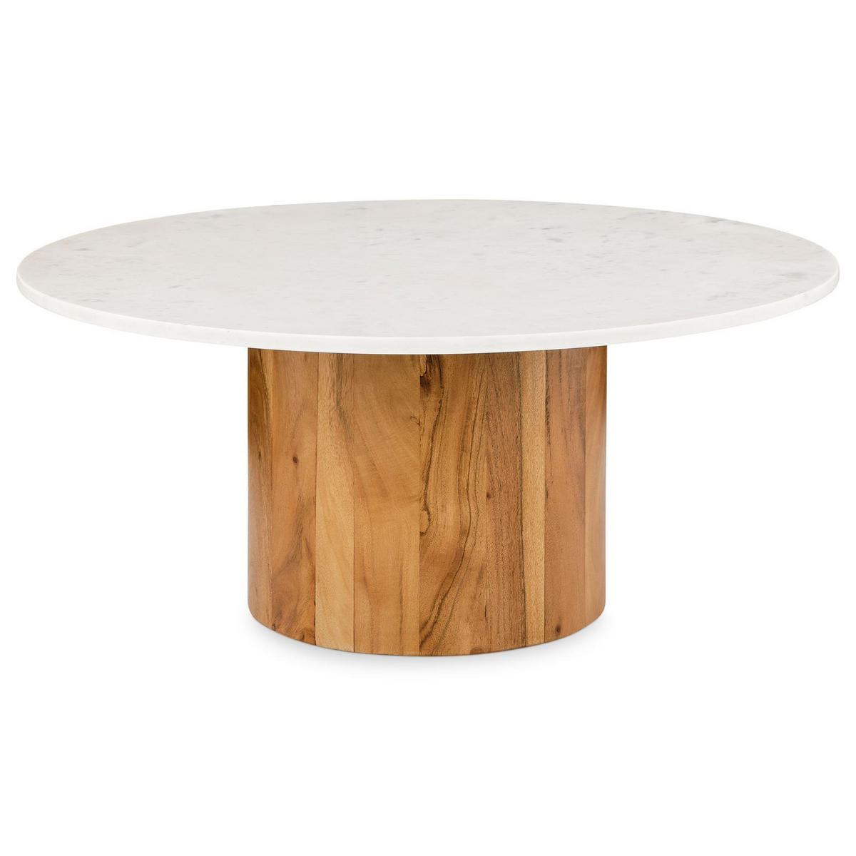 COUCHTISCH GANGA weiß/natur - Weiß/Naturfarben, Naturmaterialien/Holz (80/80/35cm) - IDIMEX