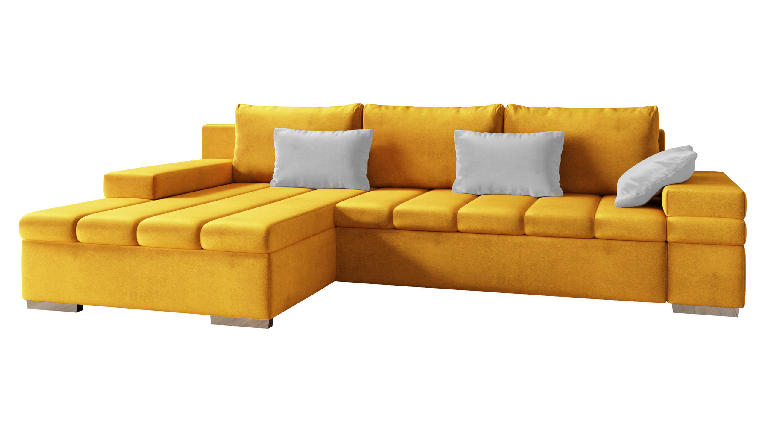 ECKSOFA Bangkok Premium, Seite: Links - Gelb/Silberfarben, Holz/Textil (310/175cm) - MIRJAN24