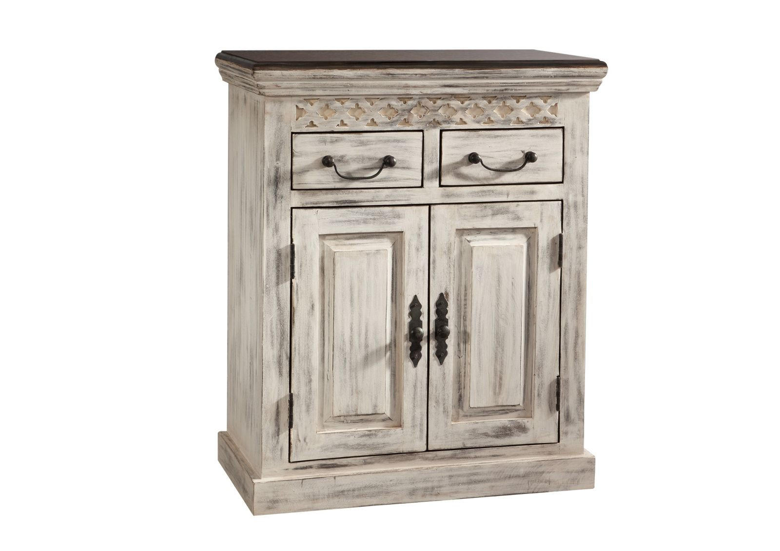 SIDEBOARD Mango / Akazie 70x40x85 weiß gewachst CASTLE-ANTIK #209 - Weiß, Holz (70/85/40cm) - Massivmoebel24
