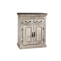 SIDEBOARD Mango / Akazie 70x40x85 weiß gewachst CASTLE-ANTIK #209 - Weiß, Holz (70/85/40cm) - Massivmoebel24