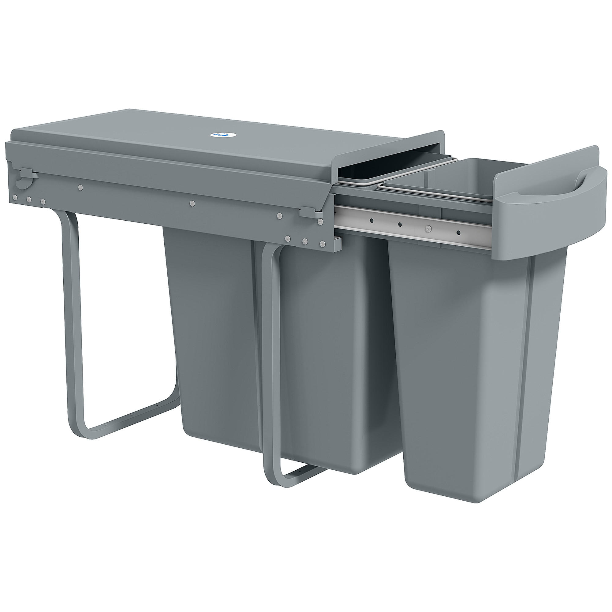 MÜLLEIMER DE-08917 20 L + 10 L, Soft-Close, Grau - Grau, Kunststoff (26/40.8/52cm) - ComfortXL