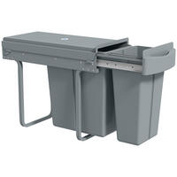 MÜLLEIMER DE-08917 20 L + 10 L, Soft-Close, Grau - Grau, Kunststoff (26/40.8/52cm) - ComfortXL