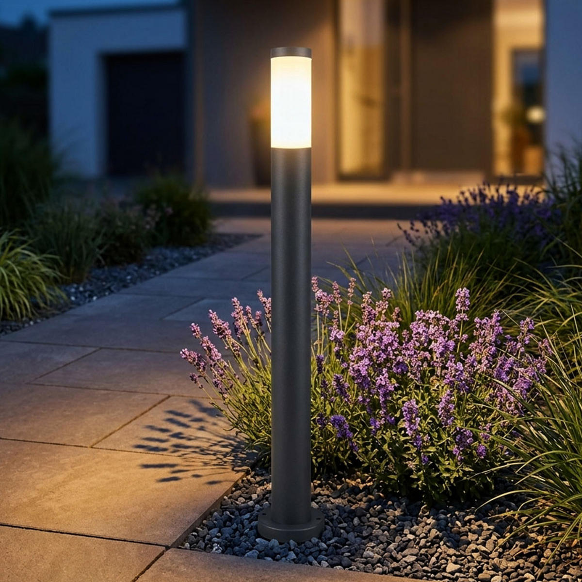 LED STEHLEUCHTE Edelstahl Anthrazit - Weiß, Metall (12.7/12.7/110cm) - Globo Lighting