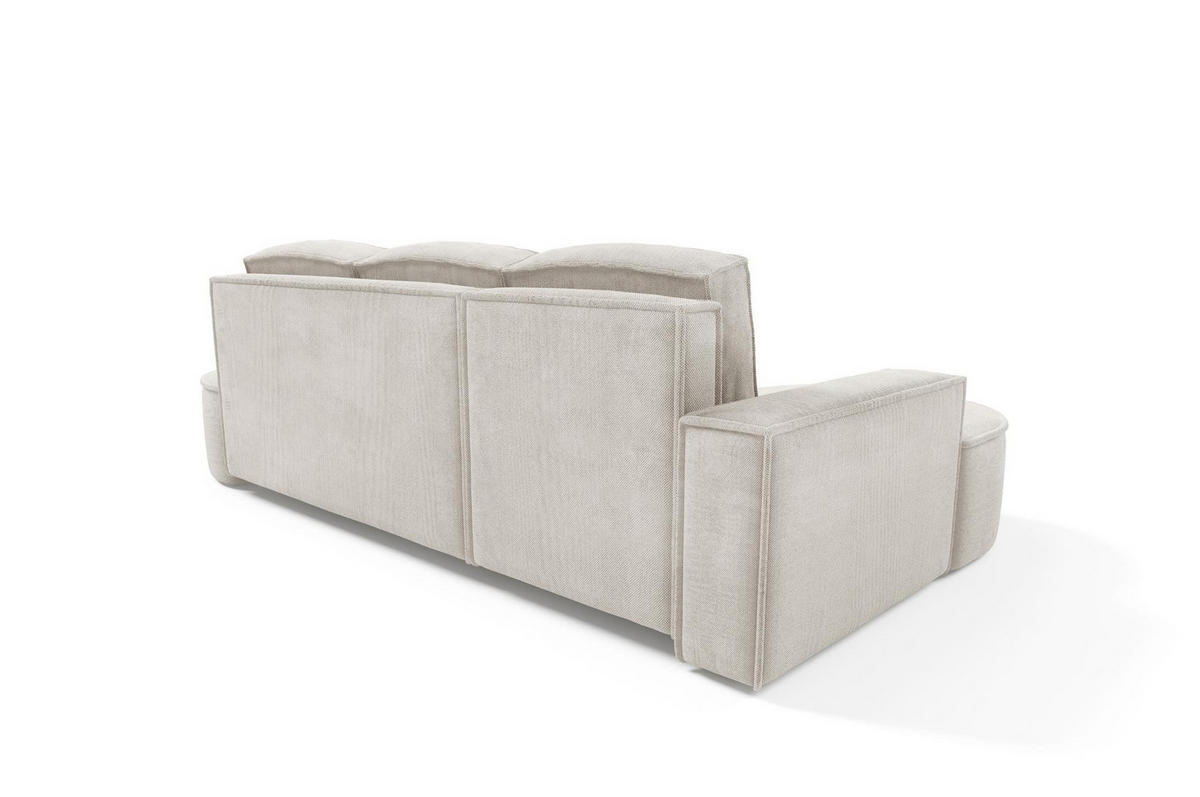 ECKSOFA Flow Weiß, mit Schlaffunktion und Kissen in Curio Stoff, linke seite - Weiß, Holzwerkstoff/Textil (277/157cm) - Bettso