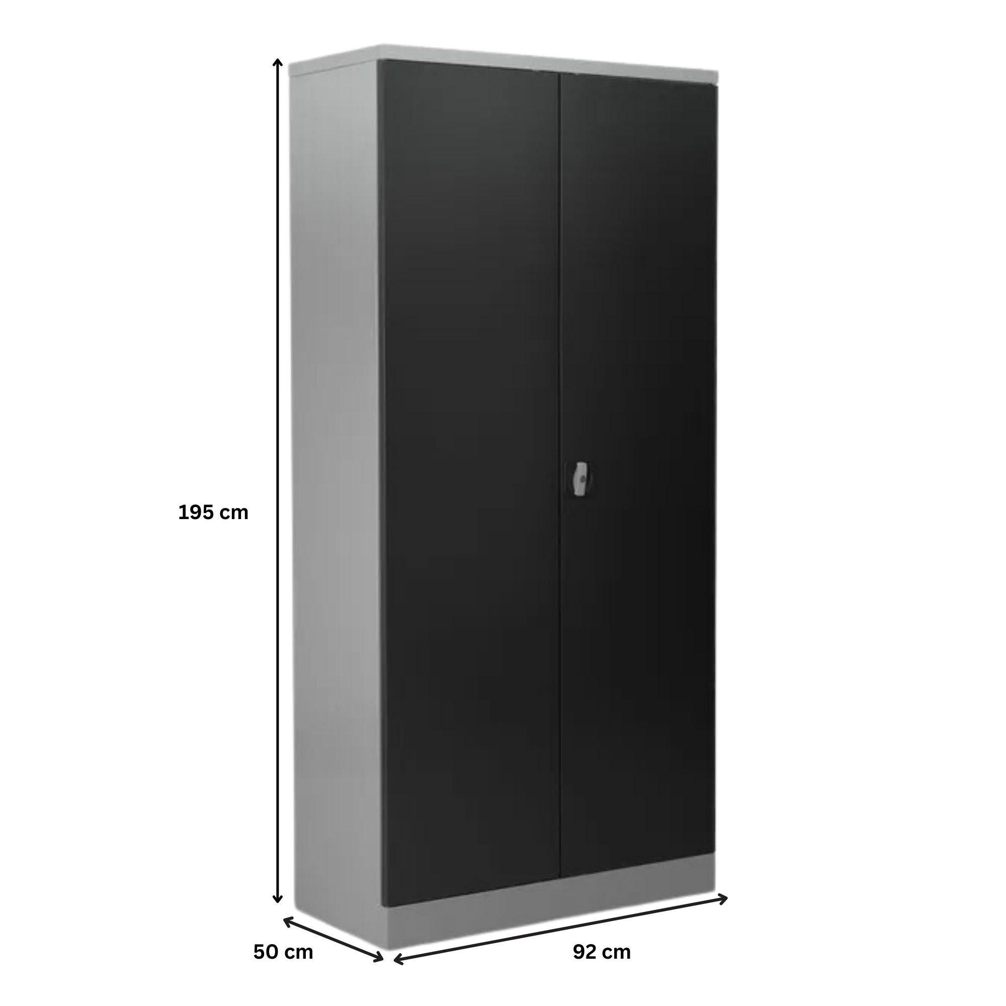 STAHLSCHRANK Bee mit 9 verzinkten Fachböden 195x92x50 cm Korpusfarbe Lichtgrau Frontfarbe Anthrazit - Anthrazit, Metall (92/195/50cm)
