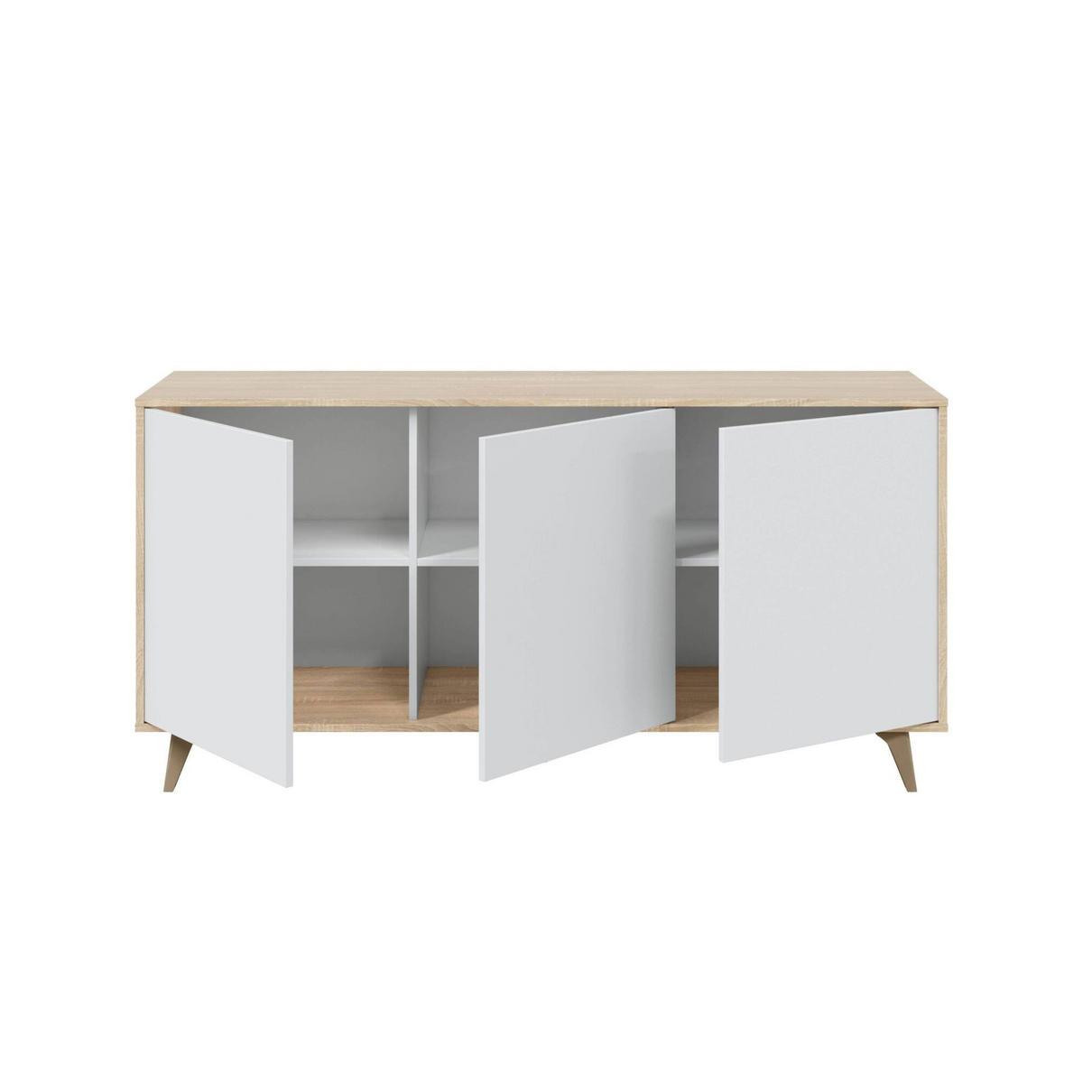 KOMMODE Eiche, Weiß 41/154/75 cm - Braun, Holzwerkstoff (154/75/41cm) - DMORA