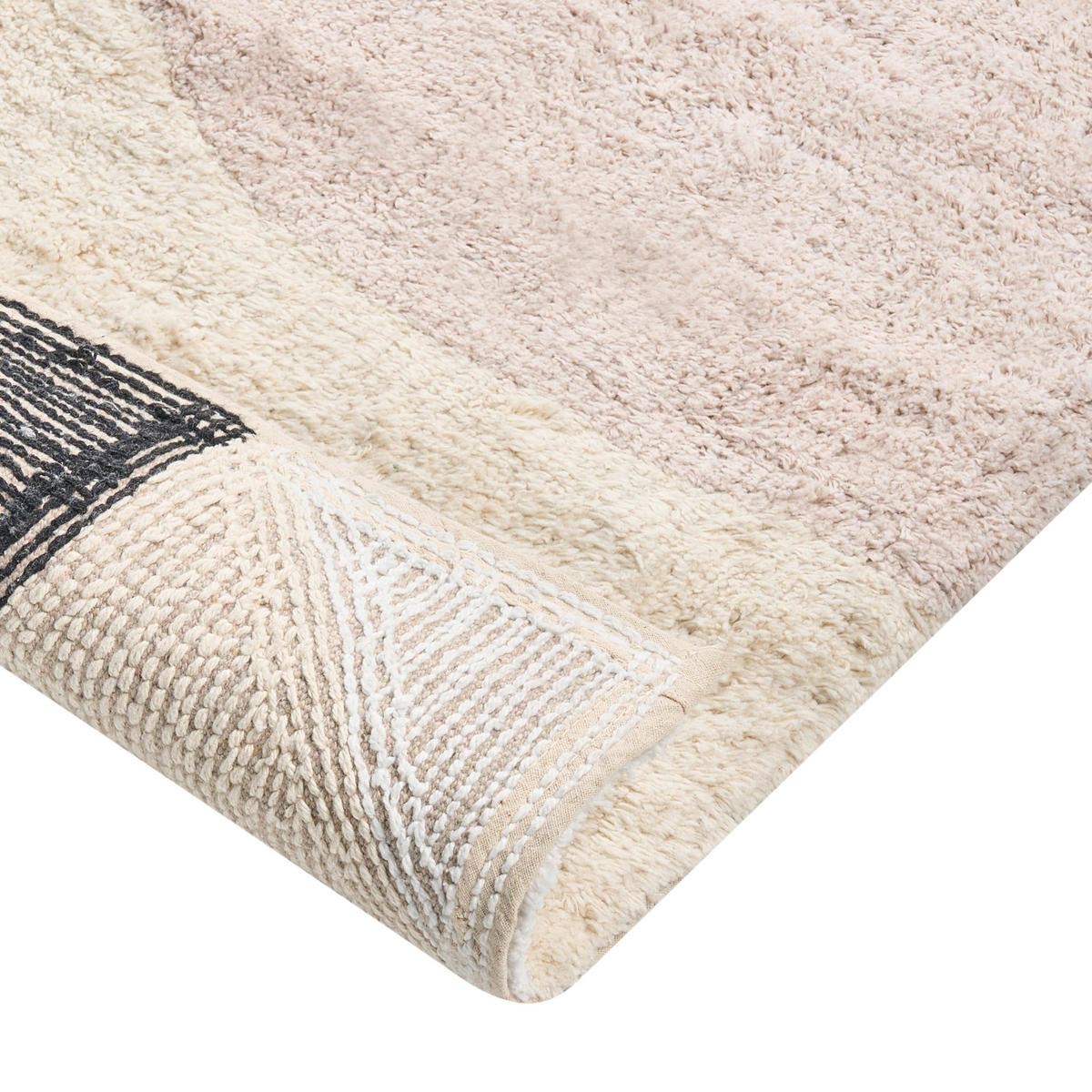 KOUPELNOVÁ PŘEDLOŽKA Béžová 60/90 cm Bavlna Sanoli - bílá/černá, textil (60/90cm) - Beliani