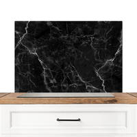 SPRITZSCHUTZ KÜCHE Marmor - Schwarz - Weiß - Textur - Marmoroptik 90x60 cm - Silberfarben, Metall (90/0.3/60cm) - MuchoWow