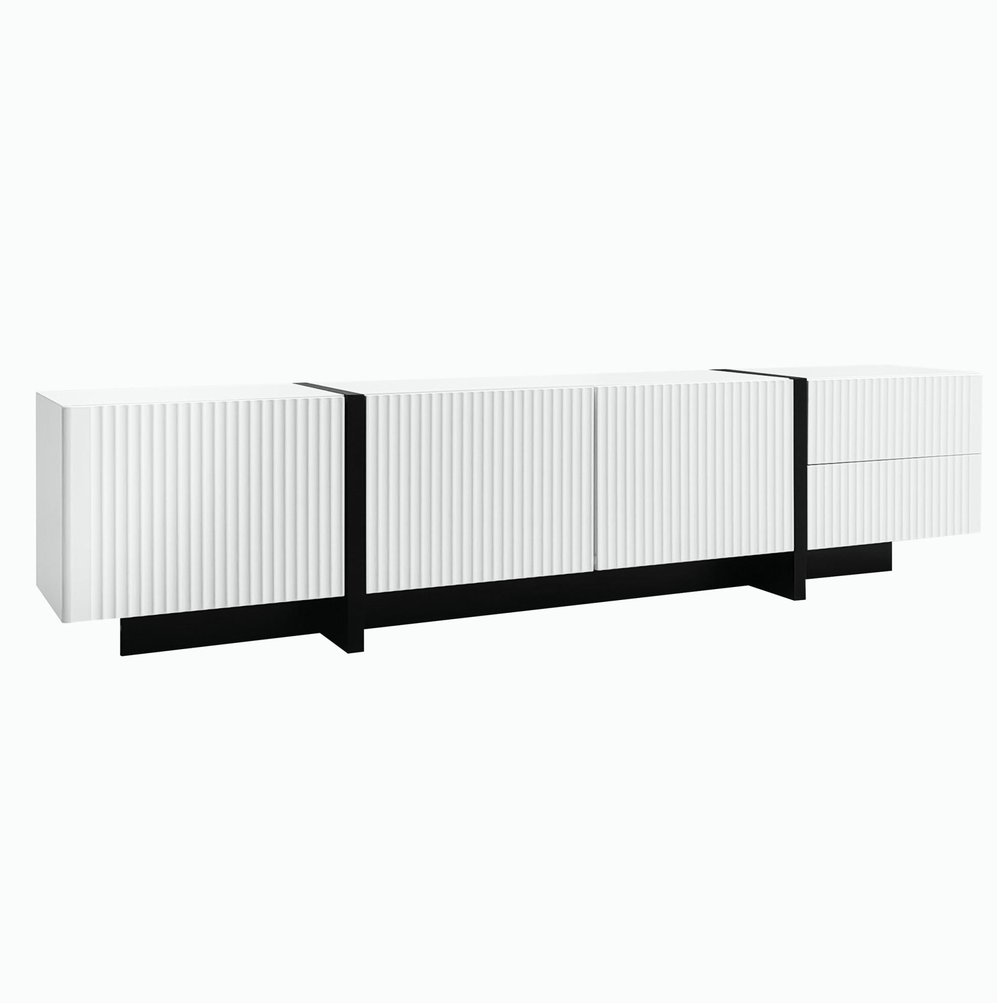TV-SCHRANK mit 3 Türen und 2 Schubladen 190 cm MDF Schwarz Weiß - Schwarz, Holzwerkstoff (35/45/190cm) - Beauniv