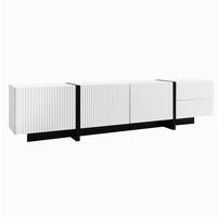 TV-SCHRANK mit 3 Türen und 2 Schubladen 190 cm MDF Schwarz Weiß - Schwarz, Holzwerkstoff (35/45/190cm) - Beauniv