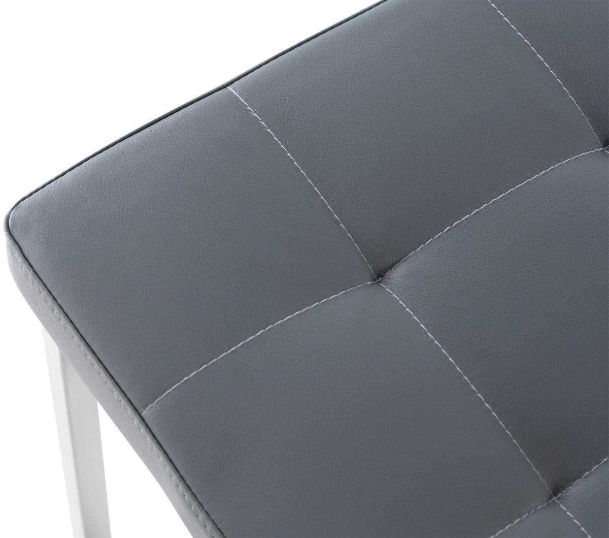 HOCKER Lederlook grau - Edelstahlfarben/Grau, Textil/Metall (40/48/40cm) - CLP