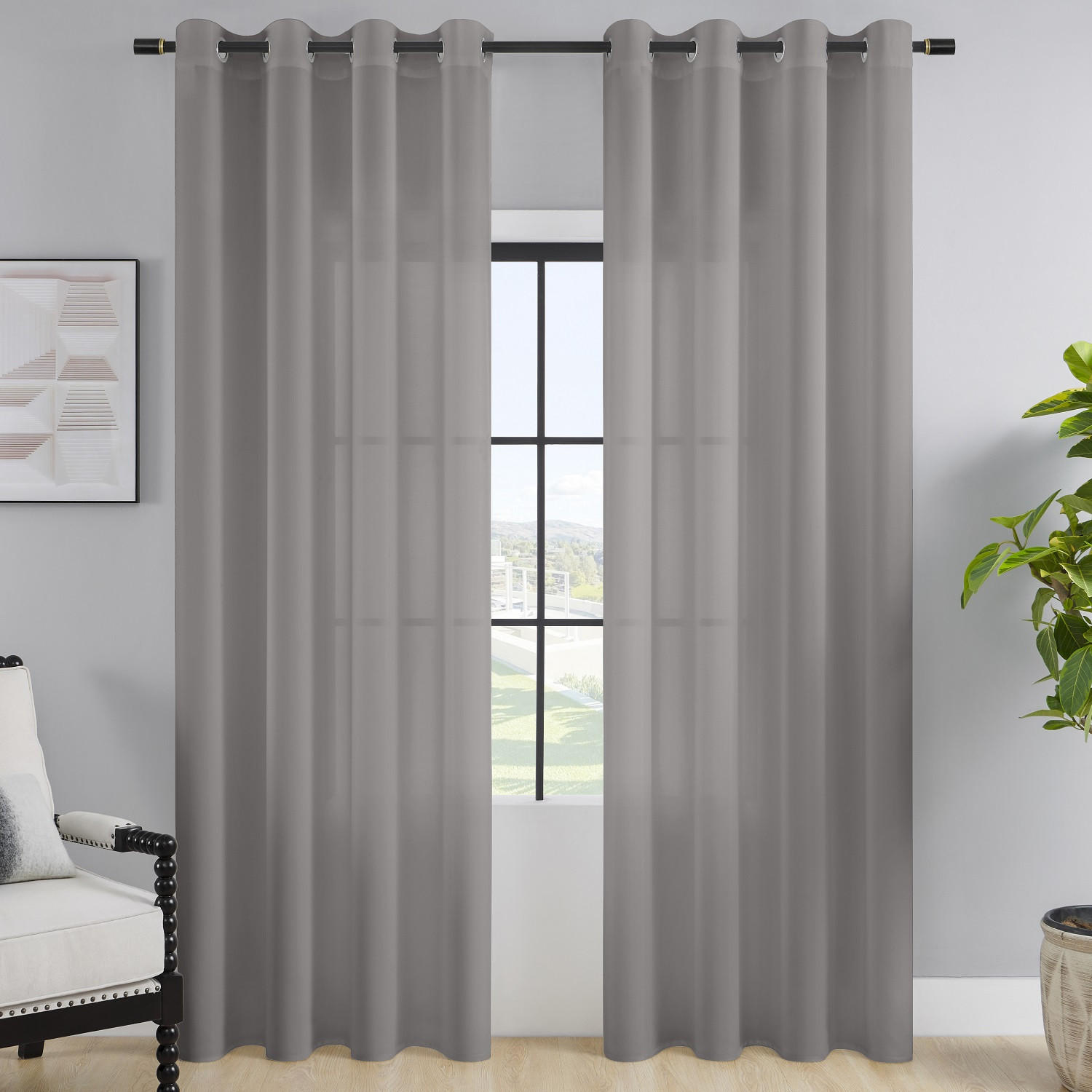 VORHANG Blickdicht grau 140/245 cm mit Ösen - Grau, Textil (140/245cm) - wometo