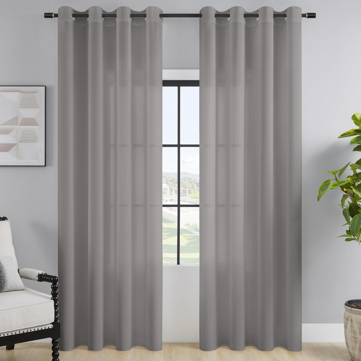 VORHANG Blickdicht grau 140/245 cm mit Ösen - Grau, Textil (140/245cm) - wometo