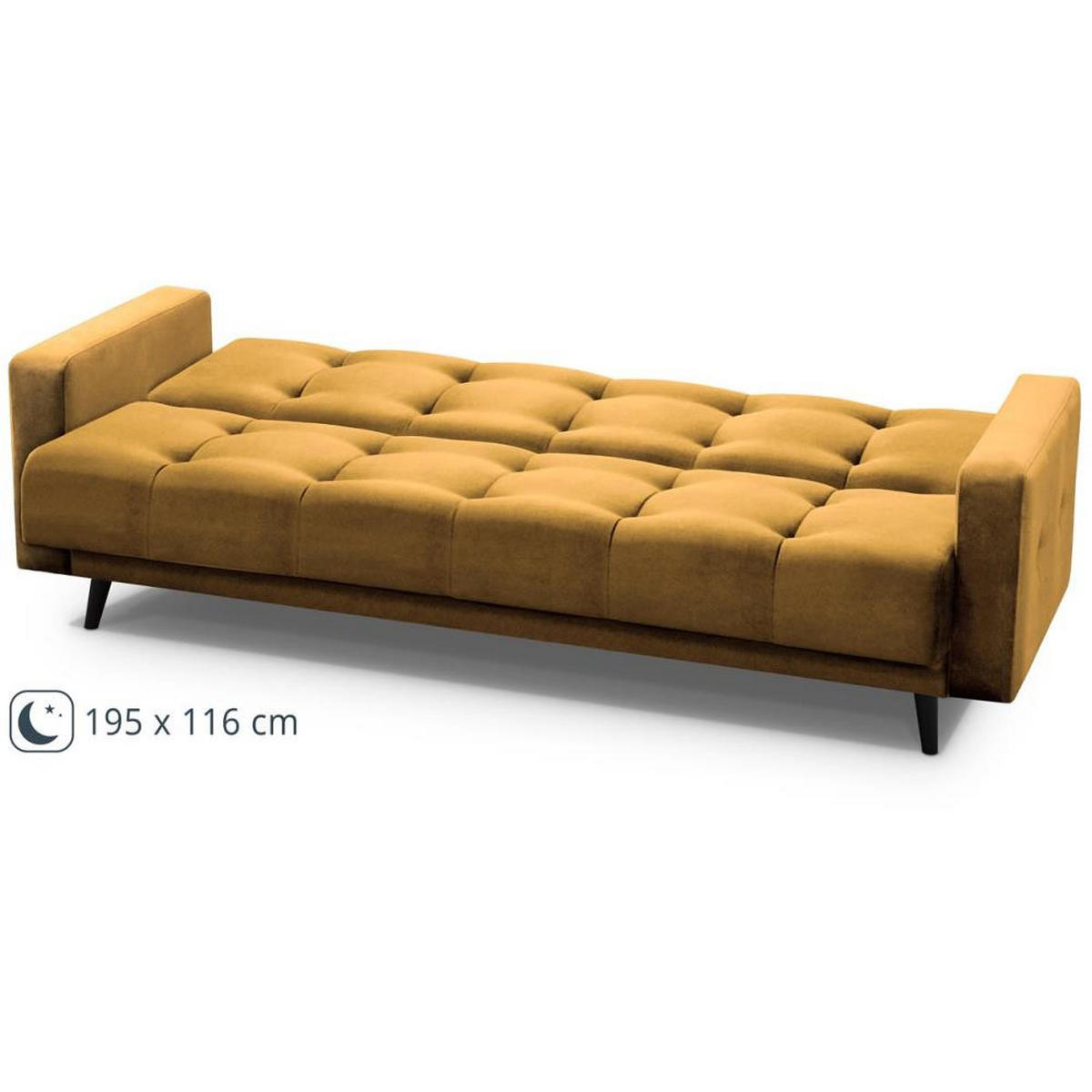 3-SITZER Schlafsofa Nancy Bis gelb - Gelb, Holz/Textil (220/89/93cm) - Beautysofa