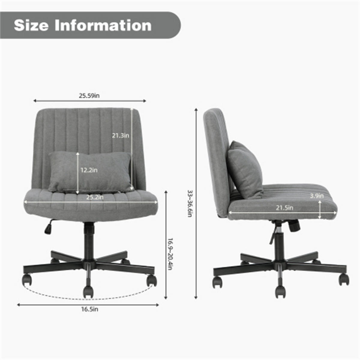 DREHSTUHL Ergonomisch Dunkelgrau, Metall & Stoff, höhenverstellbar, drehbar & rollbar, 67 x 62 x 93 cm - Grau, Kunststoff (25.2/33/21.5cm) - Albatros