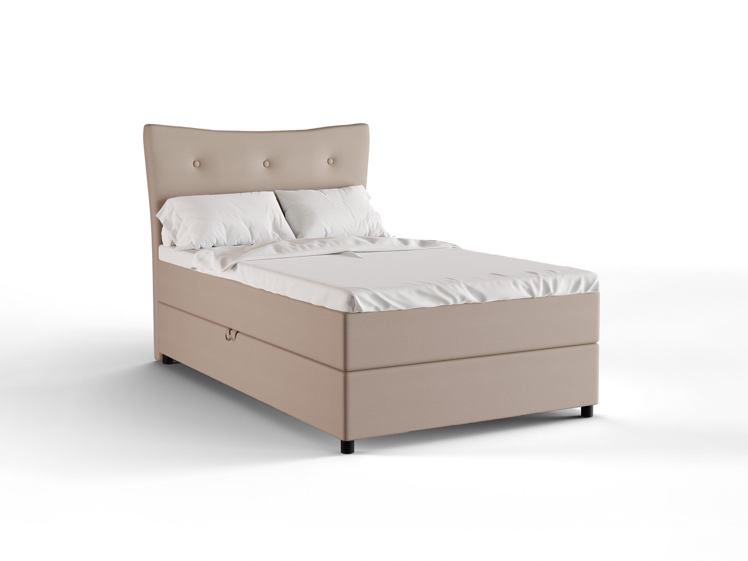 BOXBETT Nevada 120x200 cm Polsterbett mit hochwertiger Bonell-Matratze und Topper - cappuccino - Cappuccino, Holz (120/200cm) - Panda Möbel