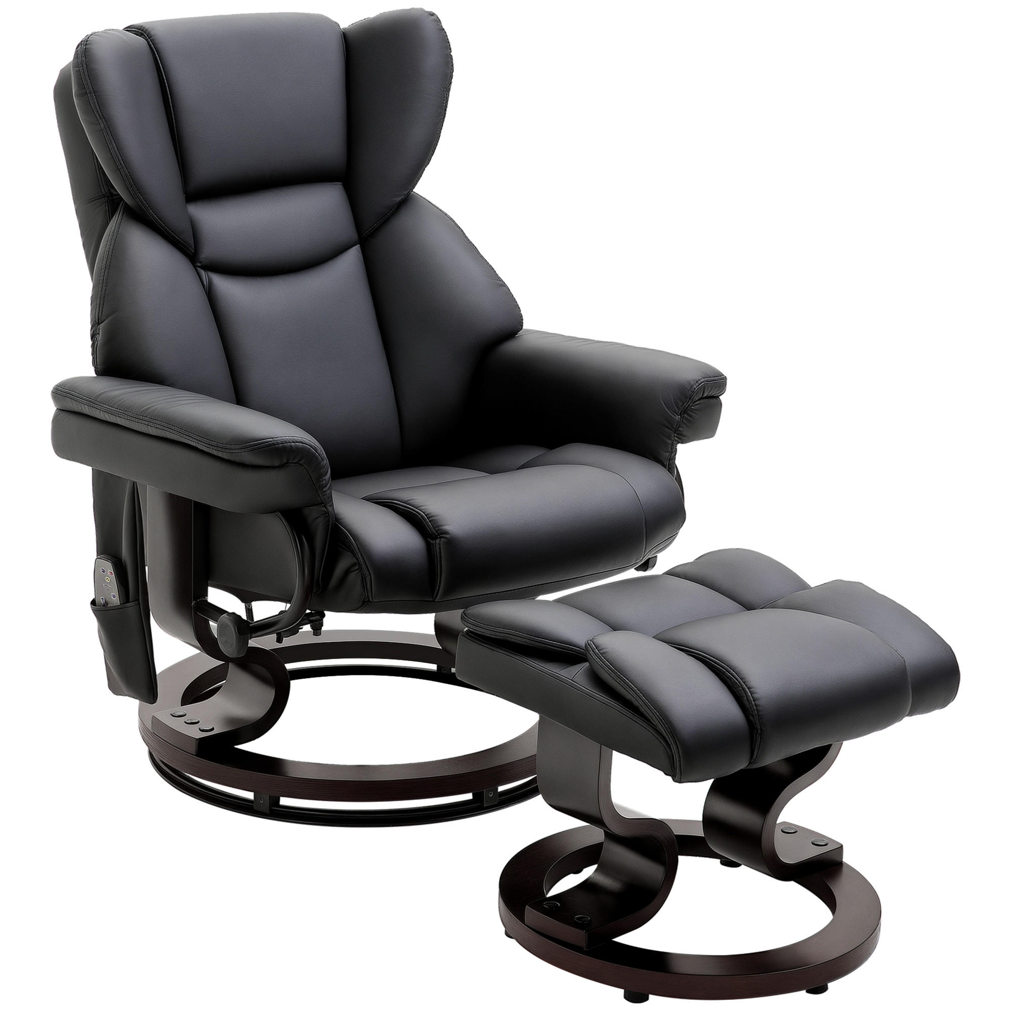 MASSAGESESSEL DE-06340 mit Fußhocker & Liegefunktion - Schwarz, Metall (82/101/79cm) - ComfortXL