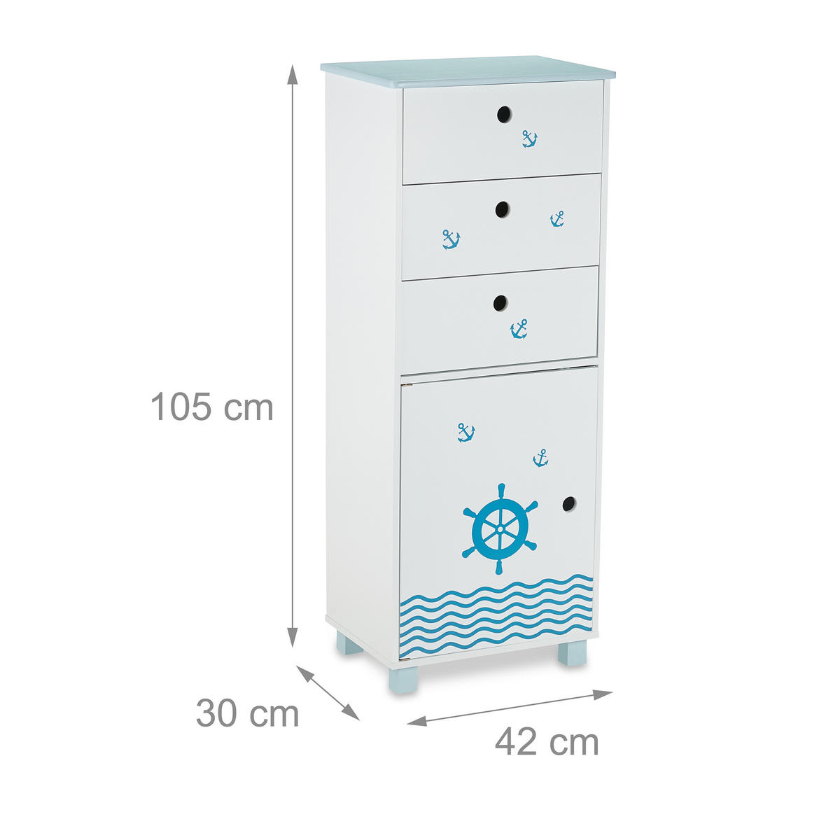 KINDER-KOMMODE - Weiß, Holzwerkstoff (42/105/30cm) - Relaxdays