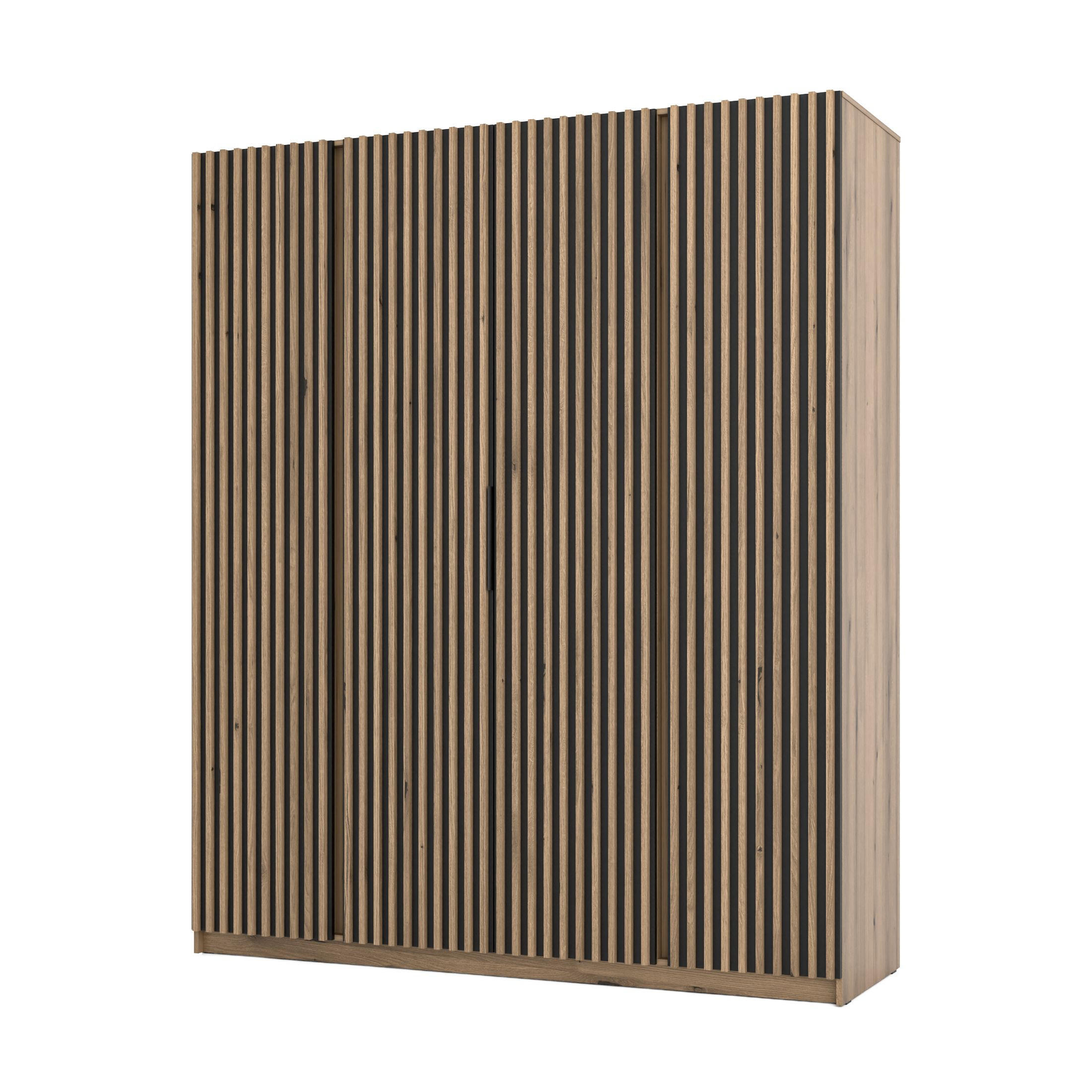 DREHTÜRENSCHRANK CAGLIARI 200/239/61,9 cm 4-türig Goldfarben - Goldfarben/Schwarz, Holzwerkstoff (200/239/61.9cm) - MASSENO