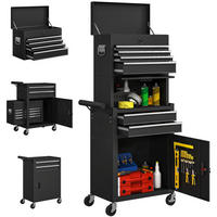 WERKZEUGSCHRANK DE-18981 6 Schubladen, 3-in-1 mit Lochwand Schwarz - Schwarz, Metall (33.5/131/60.5cm) - ComfortXL