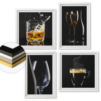WANDBILDER 4er-Set - 50x50 cm & 40x60 cm Weißer Rahmen - Whisky, Wein, Champagner, Kaffee, Alkohol - Weiß, Kunststoff (50/50cm) - ArtPrintCave