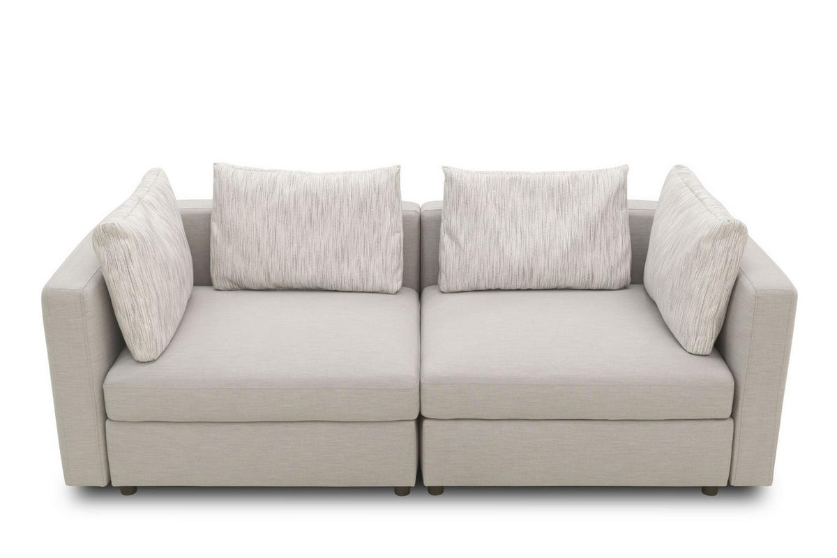 GARTENLOUNGE-SOFA 2-Sitzer Bozhana 220x67x96 mit Outdoorbezug silber - Silberfarben, Kunststoff (220/67/96cm) - 58aufmkessel