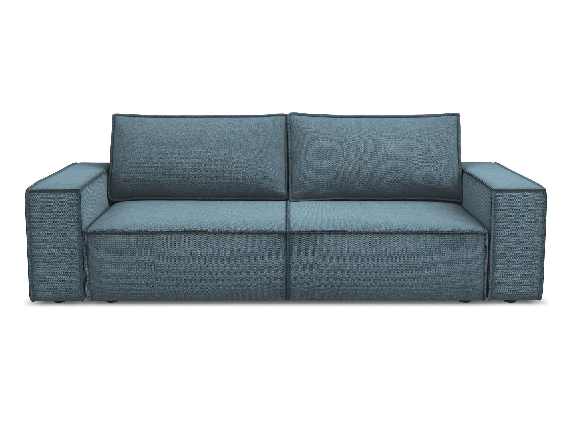 3-SITZER SOFA mit Schlaffunktion Strukturstoff Stoff Blau - Blau/Schwarz, Kunststoff/Textil (255/85/105cm) - Makamii