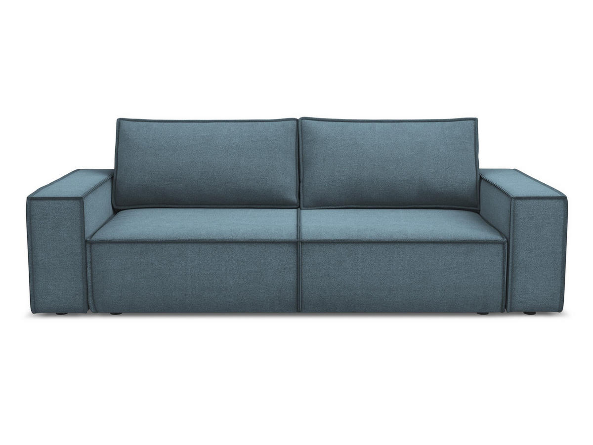 3-SITZER SOFA mit Schlaffunktion Strukturstoff Stoff Blau - Blau/Schwarz, Kunststoff/Textil (255/85/105cm) - Makamii