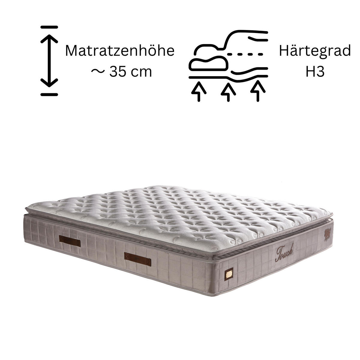 BOXBETT Wooltouch Bett mit Matratze 140x200 - Beige, Holz (140/200cm)