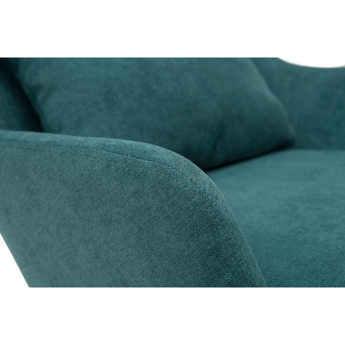 SESSEL Stoff Samteffekt Entenblau Schwarz Metall MAXINE - Blau, Textil (78/74/67cm) - Miliboo